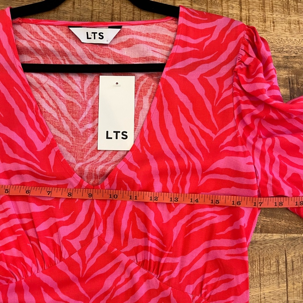 NWT LTS |‎ Long Tall Sally Bright Pink Zebra Print Midi Tea Dress Size 8 Tall - Picture 14 of 16